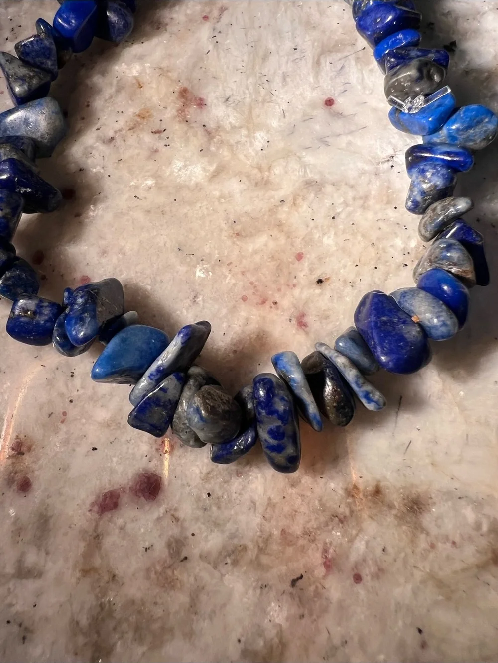 Natural Blue Lapis Chip Stretch Bracelet - Women's Jewelry